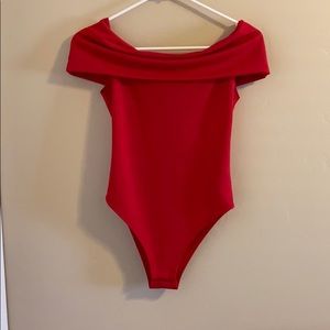 Off the shoulder Red body suit